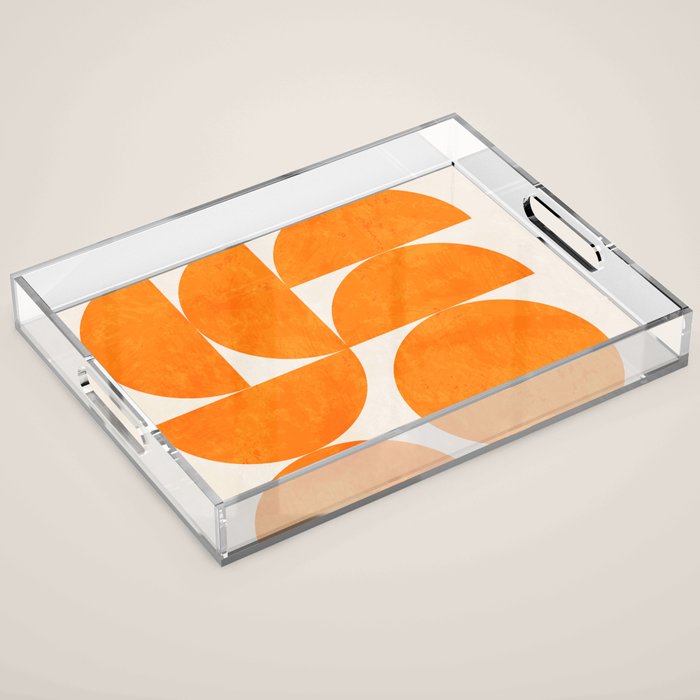 Geometric Shapes orange mid century Acrylic Tray Gallery Image 1