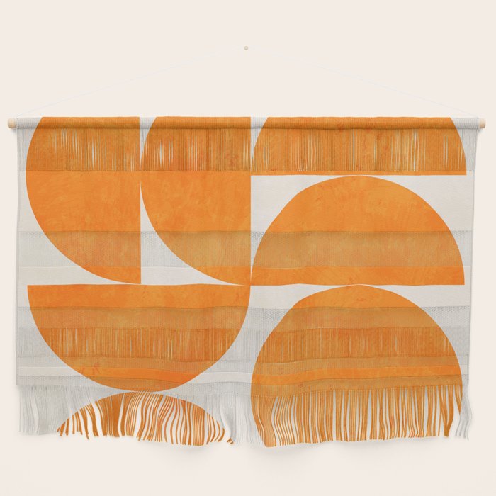 Geometric Shapes orange mid century Wall Hanging Gallery Image 1
