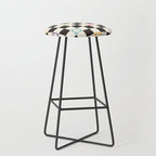 Colorful Flowers Black&White Checker Stool Gallery Image 1