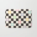 Colorful Flowers Black&White Checker Bath Mat Gallery Image 1