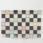 Colorful Flowers Black&White Checker Wall Hanging Gallery Image 1