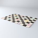 Colorful Flowers Black&White Checker Rug Gallery Image 3