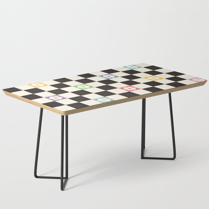 Colorful Flowers Black&White Checker Coffee Table Gallery Image 1