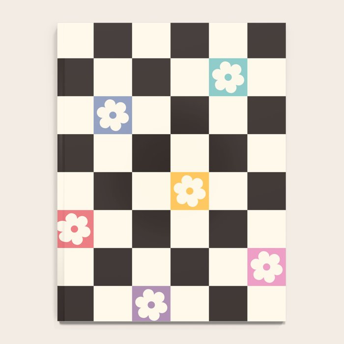 Colorful Flowers Black&White Checker Notebook Gallery Image 4
