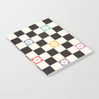 Colorful Flowers Black&White Checker Notebook Gallery Image 2