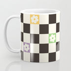 Colorful Flowers Black&White Checker Coffee Mug Gallery Image 3
