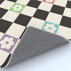 Colorful Flowers Black&White Checker Rug Gallery Image 4