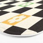 Colorful Flowers Black&White Checker Bath Mat Gallery Image 3