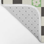 Colorful Flowers Black&White Checker Bath Mat Gallery Image 2