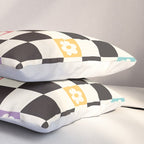 Colorful Flowers Black&White Checker Pillow Sham Gallery Image 3