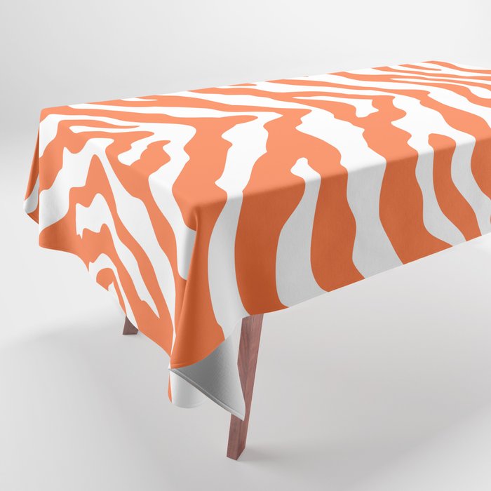 Zebra Wild Animal Print Orange Tablecloth Gallery Image 1