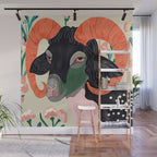 Floral Ram Wall Mural Gallery Image 1