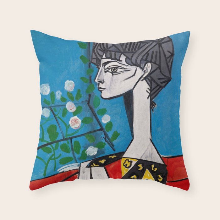 Pablo Picasso Jacqueline With Flowers 1956, T Shirt, Artwork Throw Pillow Gallery Image 6