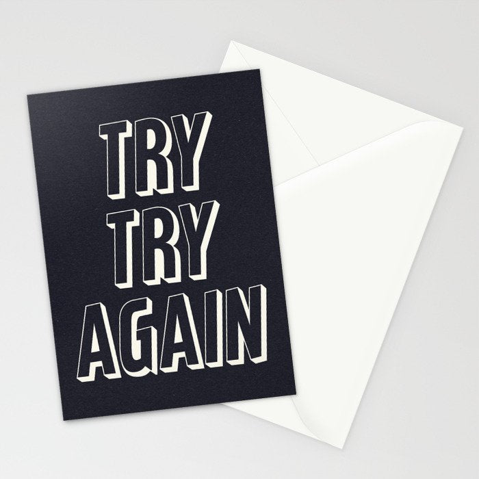 Try Try Again - Black and White Stationery Card Gallery Image 2