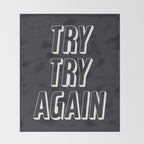 Try Try Again - Black and White Throw Blanket Gallery Image 2