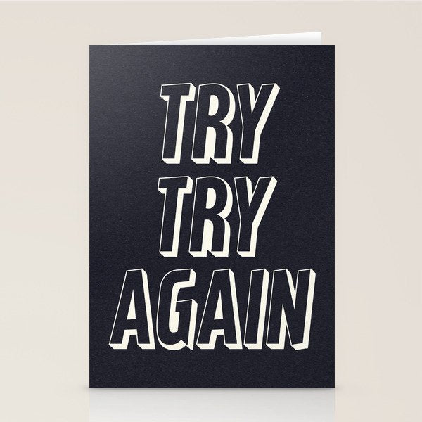 Try Try Again - Black and White Stationery Card Gallery Image 2