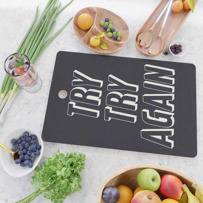 Try Try Again - Black and White Cutting Board Gallery Image 2