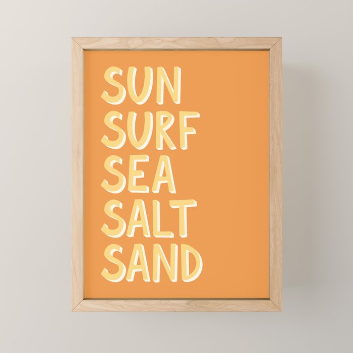 Sun Surf Sea Salt Sand Hand Lettering Mini Art Print Gallery Image 1