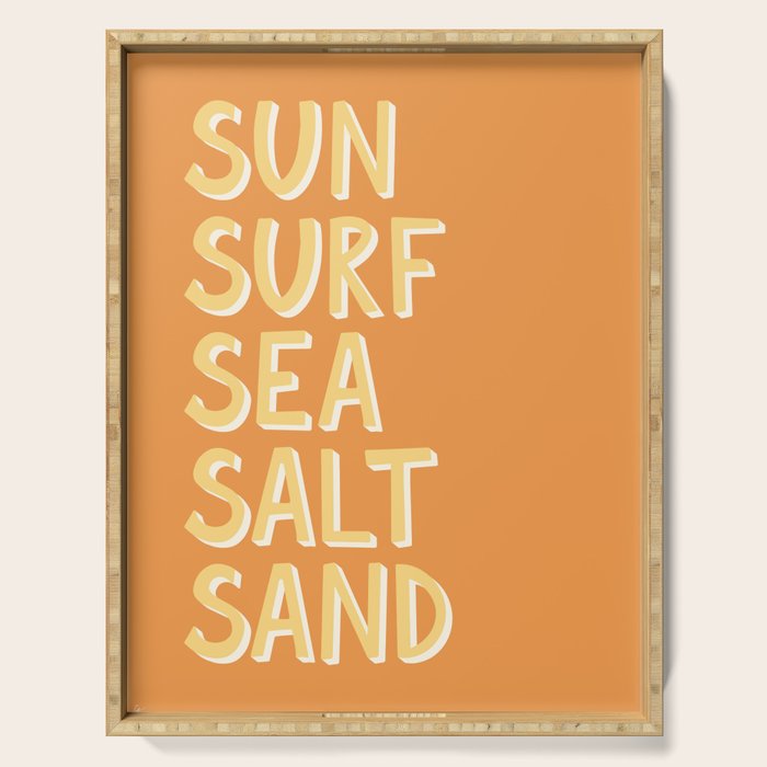 Sun Surf Sea Salt Sand Hand Lettering Serving Tray Gallery Image 1
