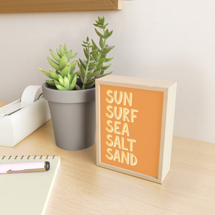 Sun Surf Sea Salt Sand Hand Lettering Mini Art Print Gallery Image 2