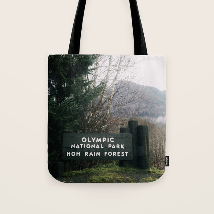 Olympic National Park Hoh Rain Forest Sign Tote Bag Gallery Image 1