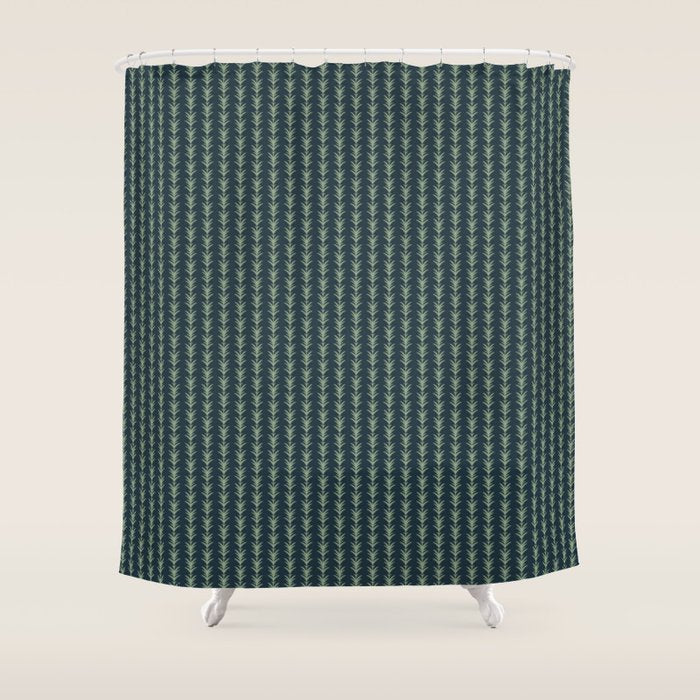 Palm Pier | Navy Shower Curtain Gallery Image 1