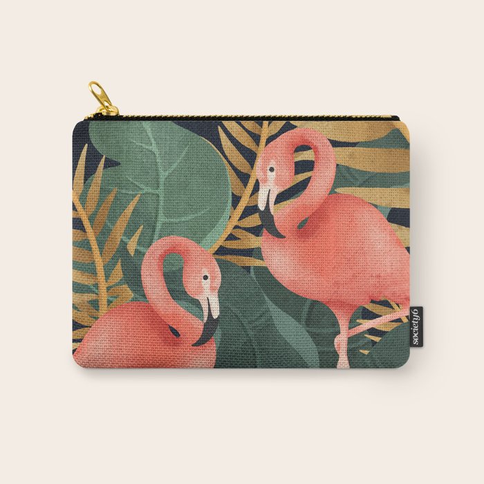 Two Flamingos Carry All Pouch Gallery Image 1