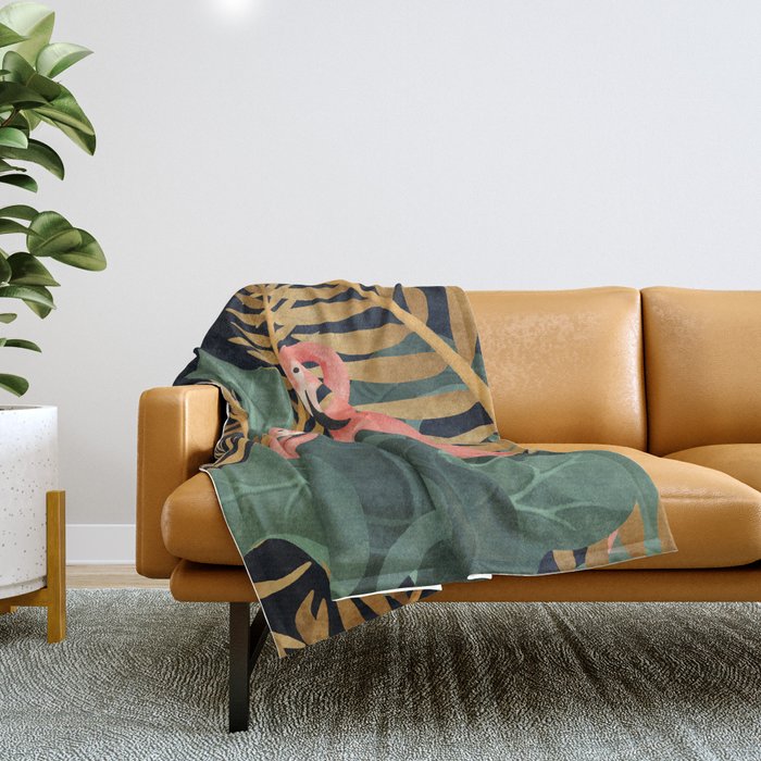 Two Flamingos Throw Blanket Gallery Image 1