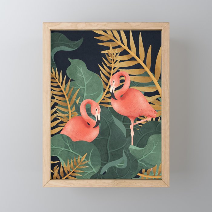 Two Flamingos Mini Art Print Gallery Image 1