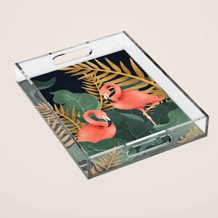 Two Flamingos Acrylic Tray Gallery Image 1
