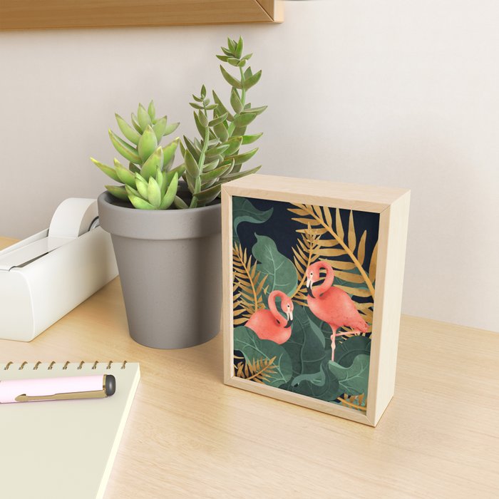 Two Flamingos Mini Art Print Gallery Image 2