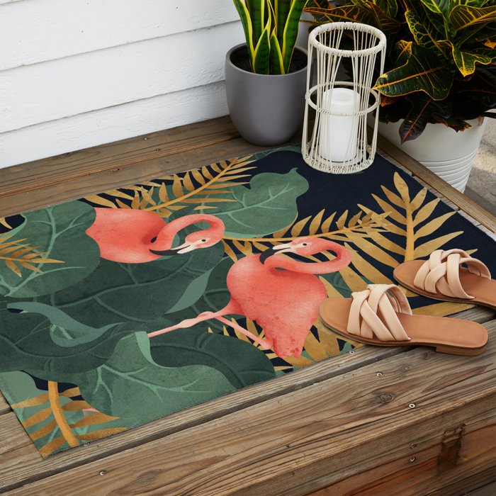Two Flamingos Outdoor Rug Gallery Image 2