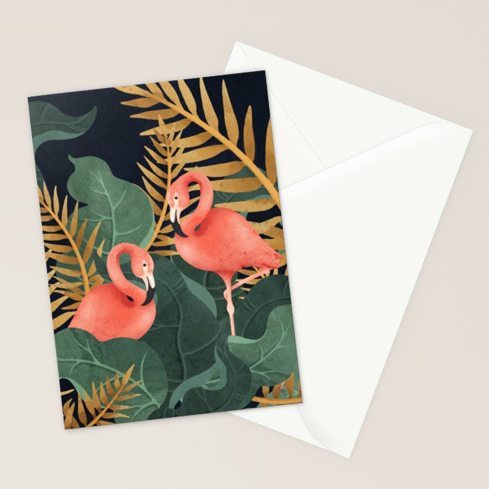 Two Flamingos Stationery Card Gallery Image 2