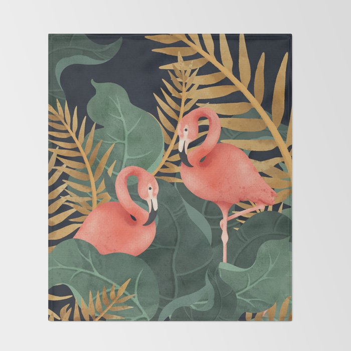 Two Flamingos Throw Blanket Gallery Image 2