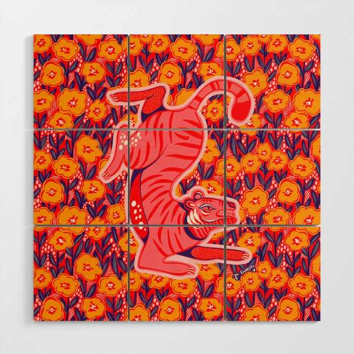 Golden Tiger Wood Wall Art Gallery Image 1
