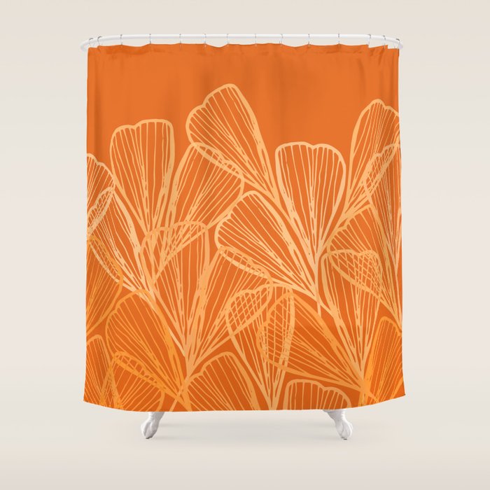 Modern Garden in Orange Shower Curtain Gallery Image 1