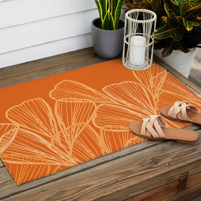 Modern Garden in Orange Outdoor Rug Gallery Image 2