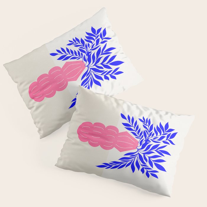 Ruby Pink Vase & Electric Leaves: Vases & Stuff 01 Pillow Sham Gallery Image 1