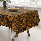 Gothic Halloween Damask - jack oâlantern gold and black  Tablecloth Gallery Image 3