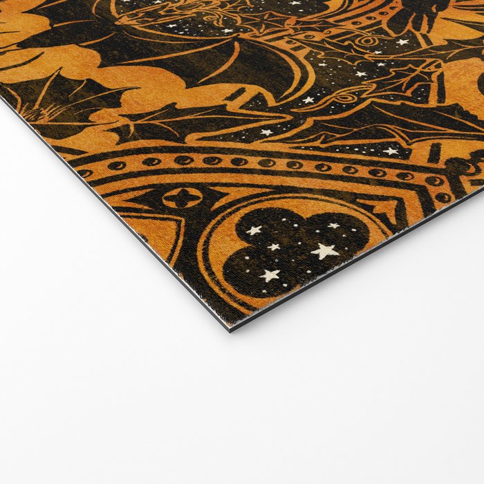 Gothic Halloween Damask - jack oâlantern gold and black  Welcome Mat Gallery Image 2