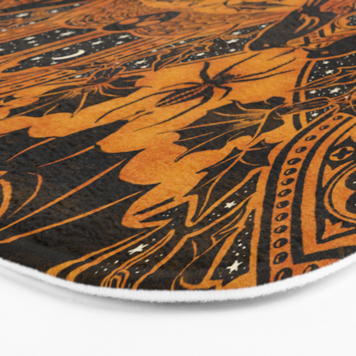 Gothic Halloween Damask - jack oâlantern gold and black  Bath Mat Gallery Image 3