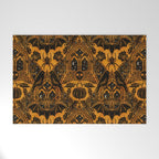 Gothic Halloween Damask - jack oâlantern gold and black  Welcome Mat Gallery Image 1