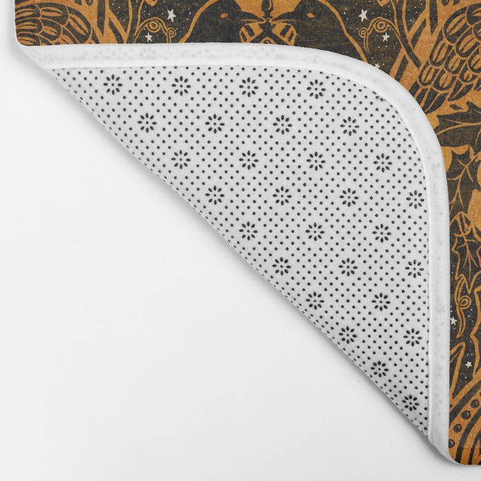 Gothic Halloween Damask - jack oâlantern gold and black  Bath Mat Gallery Image 2