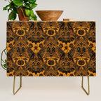 Gothic Halloween Damask - jack oâlantern gold and black  Credenza Gallery Image 1