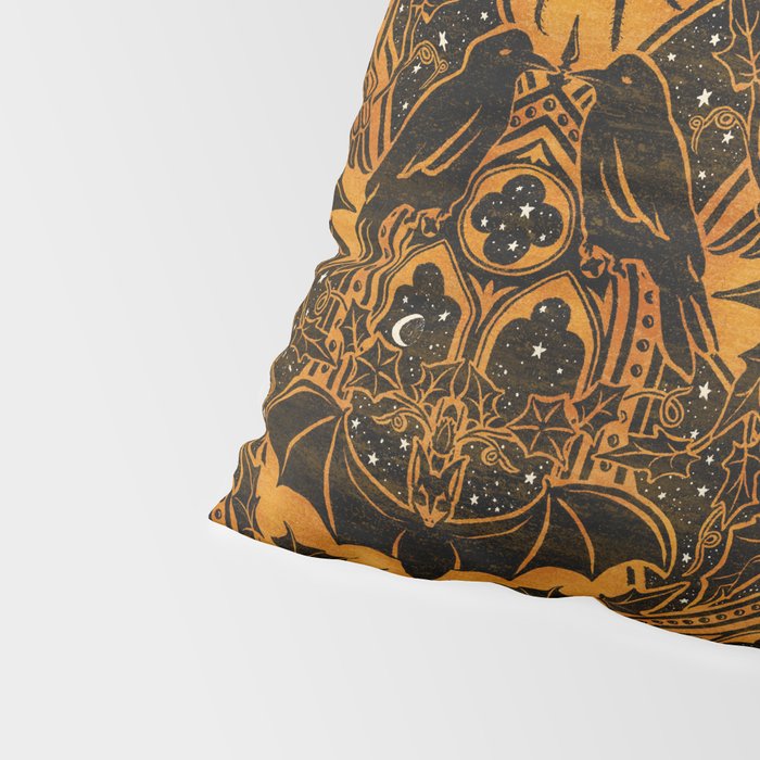 Gothic Halloween Damask - jack oâlantern gold and black  Pillow Sham Gallery Image 4