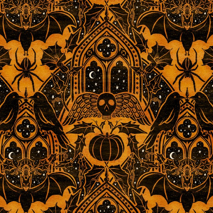 Gothic Halloween Damask - jack oâlantern gold and black  Coffee Mug Gallery Image 2