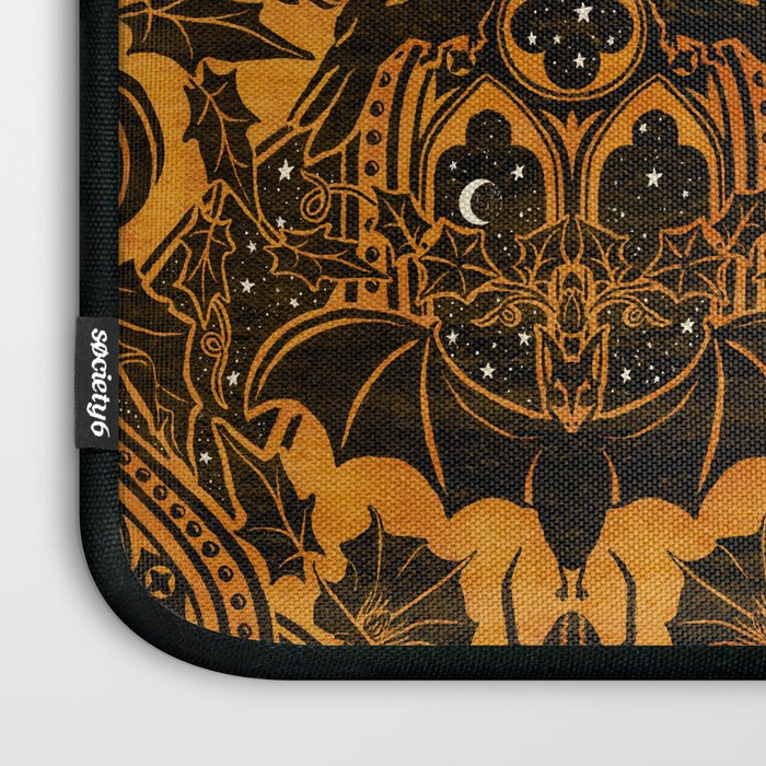 Gothic Halloween Damask - jack oâlantern gold and black  Laptop Sleeve Gallery Image 3