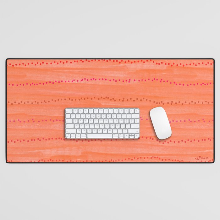 Minimal Doodle Dots in Chili Red Desk Mat Gallery Image 1