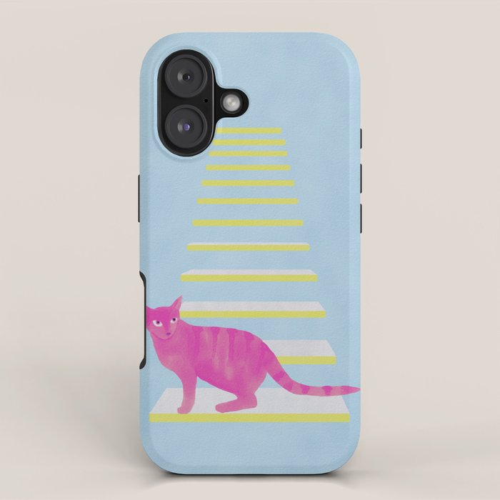 Cat on the Stairs - Pink iPhone Case Gallery Image 1