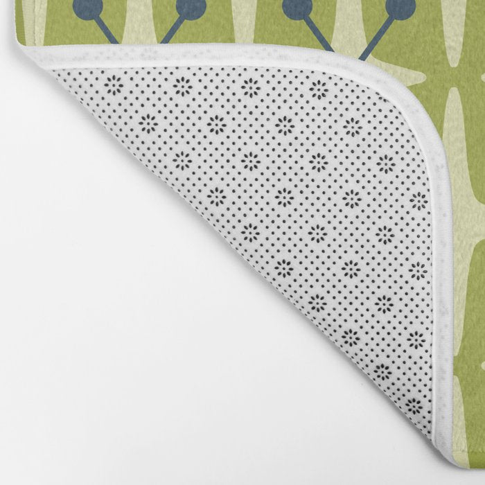 Mid Century Modern Atomic Starburst Pattern 541 Green Bath Mat Gallery Image 2